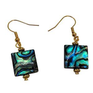 Abalone handmade earrings gold tone earwires